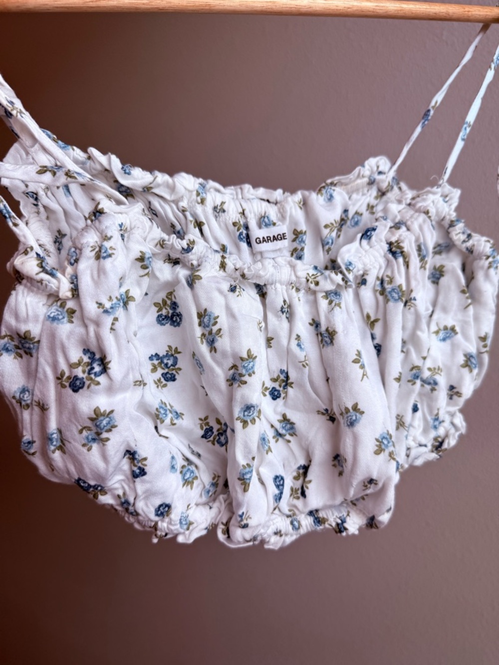 Garage White Cropped Top Floral Print